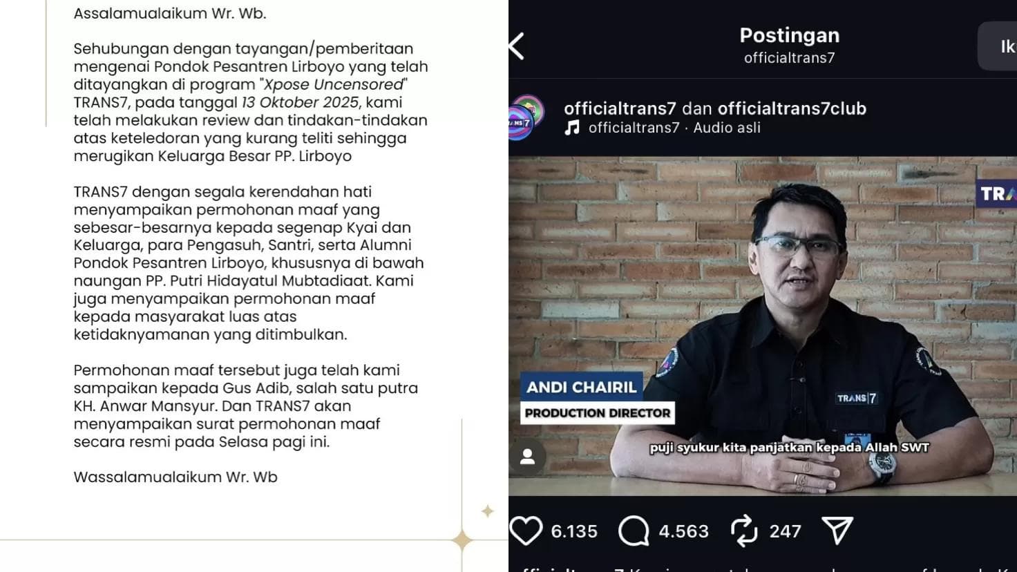 Ilustrasi artikel: Tayangan Dianggap Menyinggung Agama, Trans7 Kena Sorotan Publik